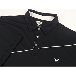 Callaway Golf Polo Shirt Mens XXL Black White Stripe Stretch Casual